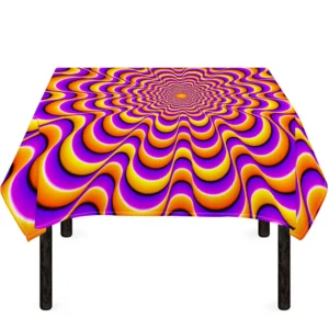 Yellow Splashing Moving Optical Illusion Tablecloth Kitchen Decor Home Decor