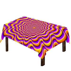 Yellow Splashing Moving Optical Illusion Tablecloth Kitchen Decor Home Decor