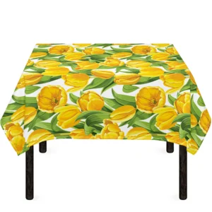 Yellow Spring Tulip Pattern Print Tablecloth Kitchen Decor Home Decor
