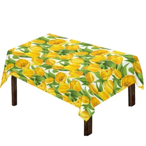 Yellow Spring Tulip Pattern Print Tablecloth Kitchen Decor Home Decor