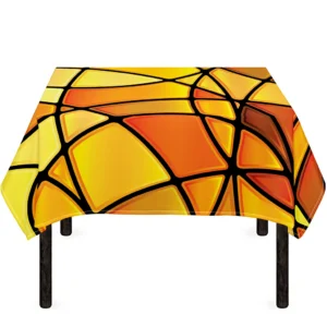 Yellow Stained Glass Mosaic Print Tablecloth Kitchen Decor Home Decor