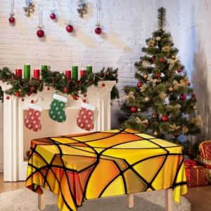 Yellow Stained Glass Mosaic Print Tablecloth Kitchen Decor Home Decor