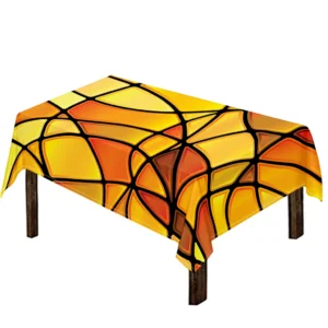 Yellow Stained Glass Mosaic Print Tablecloth Kitchen Decor Home Decor
