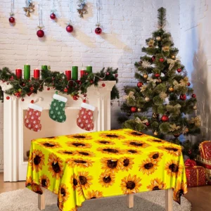 Yellow Sunflower Pattern Print Tablecloth Kitchen Decor Home Decor
