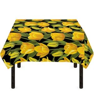 Yellow Tulip Pattern Print Tablecloth Kitchen Decor Home Decor