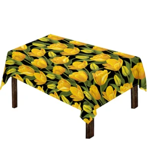 Yellow Tulip Pattern Print Tablecloth Kitchen Decor Home Decor