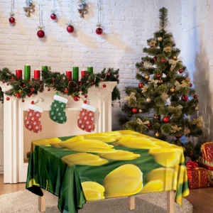 Yellow Tulip Print Tablecloth Kitchen Decor Home Decor