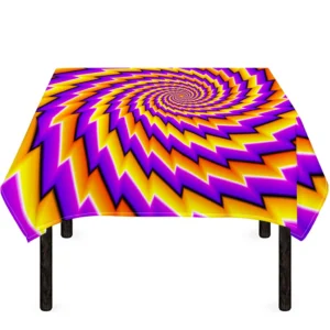 Yellow Twisted Moving Optical Illusion Tablecloth Kitchen Decor Home Decor