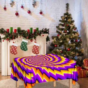 Yellow Twisted Moving Optical Illusion Tablecloth Kitchen Decor Home Decor