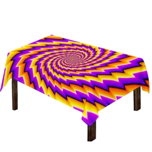 Yellow Twisted Moving Optical Illusion Tablecloth Kitchen Decor Home Decor