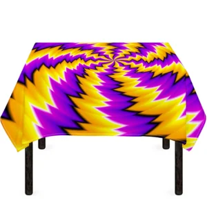 Yellow Vortex Moving Optical Illusion Tablecloth Kitchen Decor Home Decor