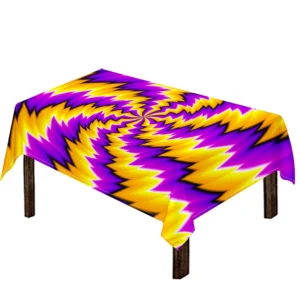 Yellow Vortex Moving Optical Illusion Tablecloth Kitchen Decor Home Decor
