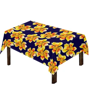 Yellow Watercolor Lily Pattern Print Tablecloth Kitchen Decor Home Decor