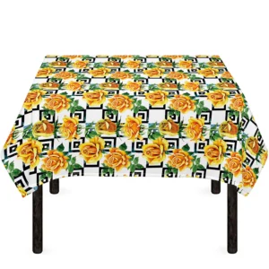 Yellow Watercolor Rose Print Tablecloth Kitchen Decor Home Decor