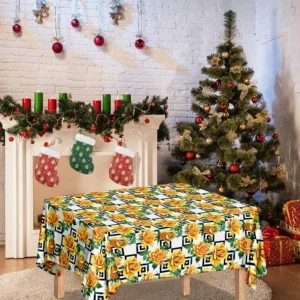 Yellow Watercolor Rose Print Tablecloth Kitchen Decor Home Decor