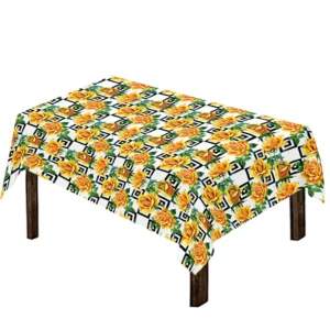 Yellow Watercolor Rose Print Tablecloth Kitchen Decor Home Decor