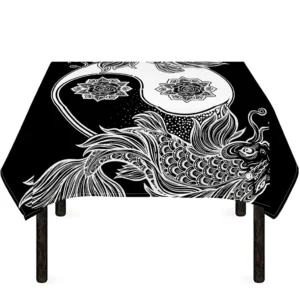 Yin And Yang Koi Carp Fish Print Tablecloth Kitchen Decor Home Decor