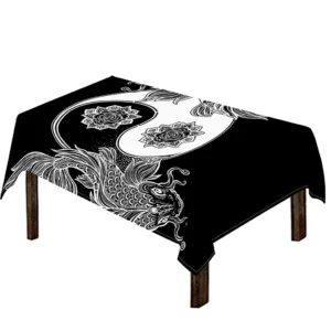 Yin And Yang Koi Carp Fish Print Tablecloth Kitchen Decor Home Decor