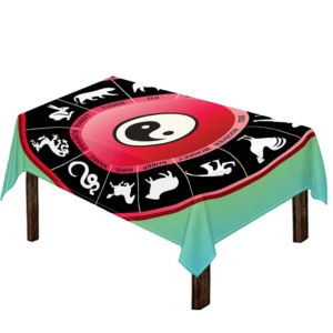 Yin Yang Chinese Zodiac Signs Print Tablecloth Kitchen Decor Home Decor