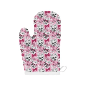 Yorkshire Terrier Pattern Print Design 03 Heat Resistant Oven Mitts & Pot Holders Set
