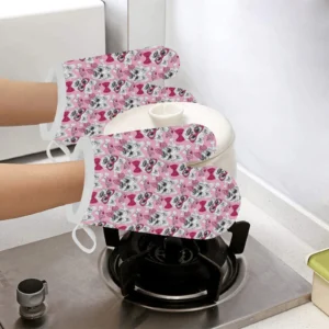 Yorkshire Terrier Pattern Print Design 03 Heat Resistant Oven Mitts & Pot Holders Set