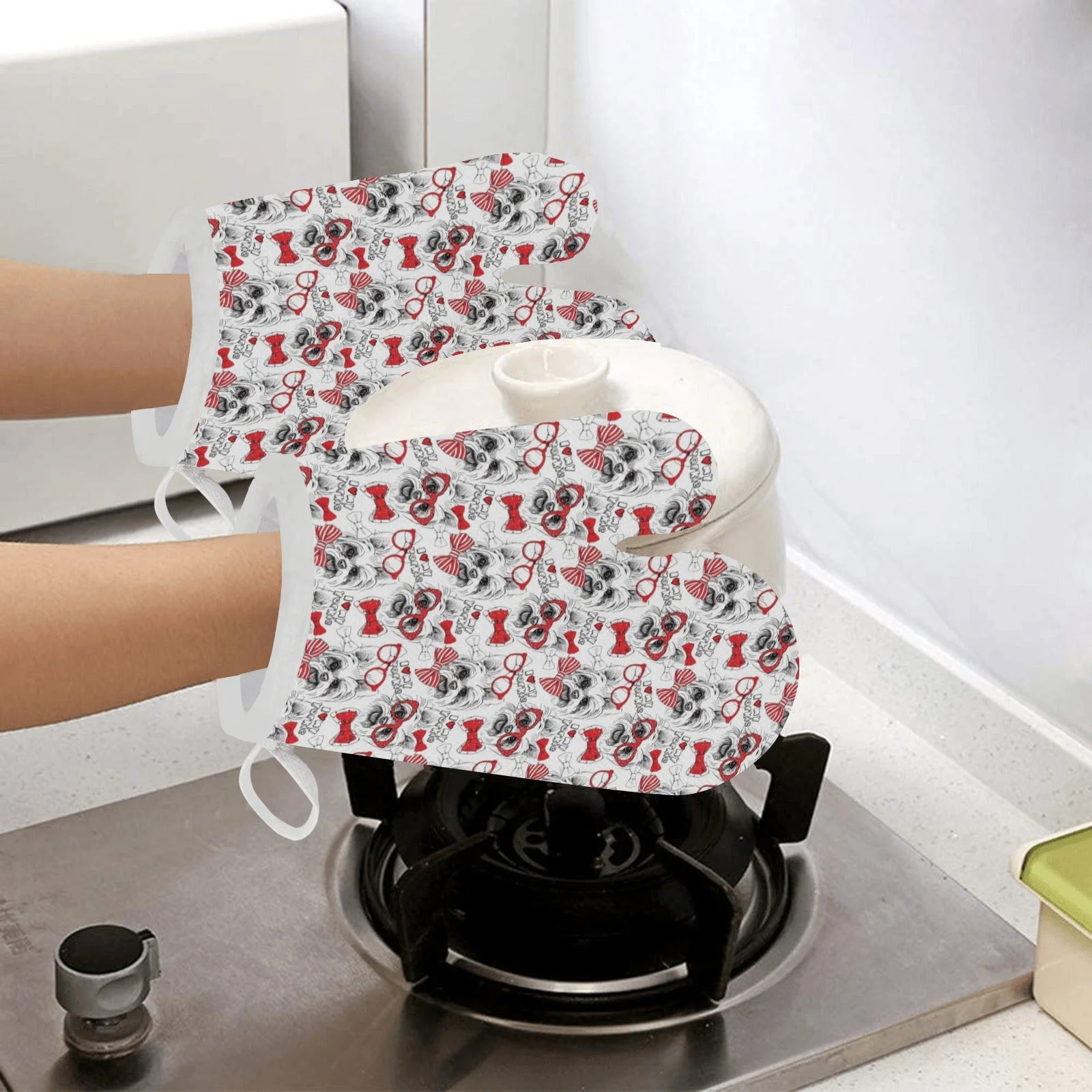 Yorkshire Terrier Pattern Print Design 04 Heat Resistant Oven Mitts & Pot Holders Set Yorkshire Terrier Pattern Print Design 04 Heat Resistant Oven Mitts & Pot Holders Set