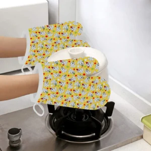 Yorkshire Terrier Pattern Print Design 05 Heat Resistant Oven Mitts & Pot Holders Set