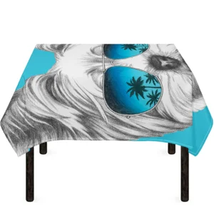 Yorkshire Terrier With Sunglasses Print Tablecloth Kitchen Decor Home Decor