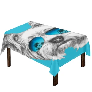 Yorkshire Terrier With Sunglasses Print Tablecloth Kitchen Decor Home Decor