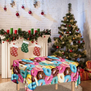 Yummy Donut Pattern Print Tablecloth Kitchen Decor Home Decor