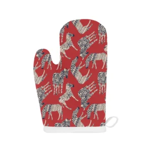 Zebra Abstract Red Background Heat Resistant Oven Mitts Pot Holders Set