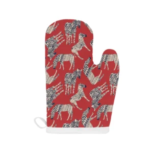 Zebra Abstract Red Background Heat Resistant Oven Mitts Pot Holders Set