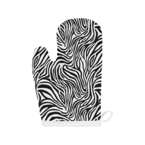 Zebra Skin Pattern Heat Resistant Oven Mitts Pot Holders Set
