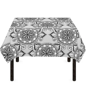 Zentangle Floral Pattern Print Tablecloth Kitchen Decor Home Decor
