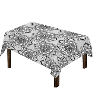 Zentangle Floral Pattern Print Tablecloth Kitchen Decor Home Decor