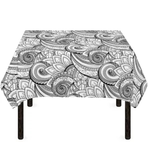 Zentangle Flower Pattern Print Tablecloth Kitchen Decor Home Decor