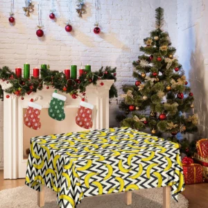 Zigzag Banana Pattern Print Tablecloth Kitchen Decor Home Decor