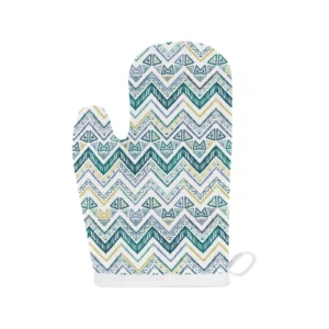 Zigzag Chevron Paint Design Pattern Heat Resistant Oven Mitts Pot Holders Set