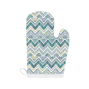 Zigzag Chevron Paint Design Pattern Heat Resistant Oven Mitts Pot Holders Set