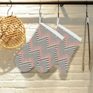 Zigzag Chevron Striped Pattern Heat Resistant Oven Mitts Pot Holders Set
