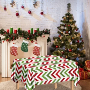 Zigzag Merry Christmas Pattern Print Tablecloth Kitchen Decor Home Decor